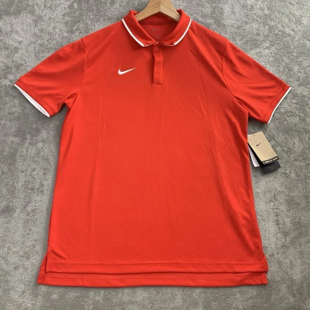 Nike Shirt Men’s Medium Red Polo Collared Sweat Wicking Athleisure Golf Tennis
